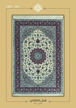 فرش دستباف جفت 6 متری پشم گل ابریشم کرم حاشیه مسی کاشان نقشه معرفتی کد K1855_1856