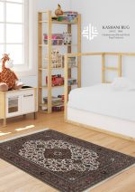 فرش دستباف قالیچه کرک کرم چله نخ قم نقشه شاه عباسی کد KQ978