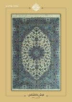 فرش دستباف جفت 6 متری پشم گل ابریشم کرم حاشیه خاکی کاشان نقشه تقدیسی کد K2258_2259