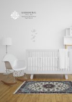 فرش دستباف جفت ذرع و نیم پشم کرم حاشیه مسی کاشان کد K957_956